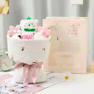 朵喵呦 小兔小熊毛绒公仔花束 创意永生花 陪伴安抚治愈 玩偶周边
