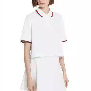 GUCCI Polka Dot Collar Polo Shirt White