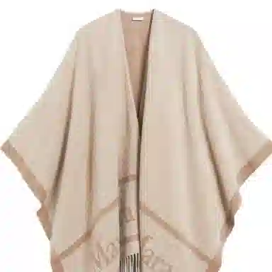 MaxMara Hilde Poncho In Lana Con Logo Jacquard