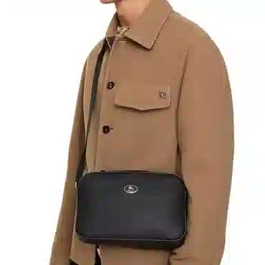 Burberry Cotswolds Enamel Knight Stamp Crossbody Bag Black