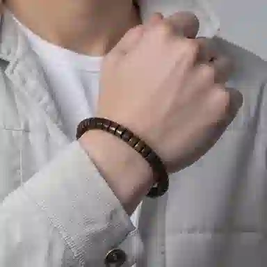 周帝王 【过手留香】平安喜乐福禄吉祥素串单圈文玩复兴佛珠盘串念珠转运招财纳福 新中式小众 檀木 手串 男女同款情侣款