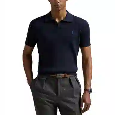 Polo Ralph Lauren Rib Knit Cotton Turtleneck Polo Shirt Men