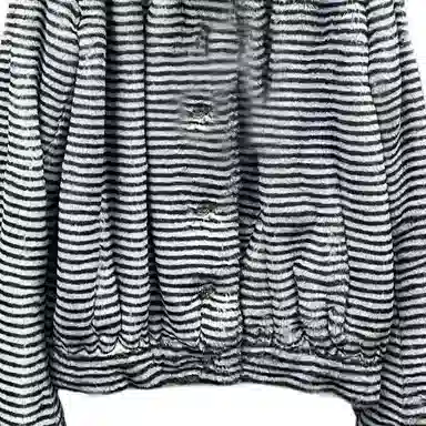 CHANEL Striped Plush Single-Breasted Jacket