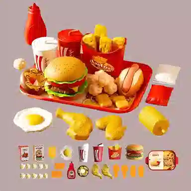 馨枕居 益智快餐汉堡生日仿真炸鸡薯条披萨套餐 过家家玩具
