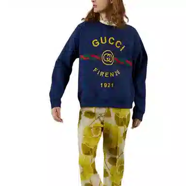 Gucci Logo Long Sleeve Sweatshirt Blue