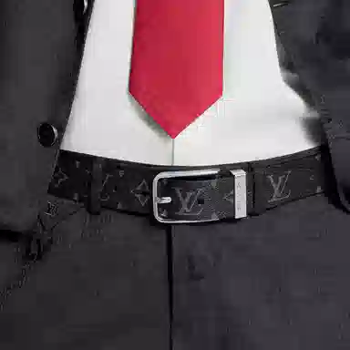 Louis Vuitton Canvas Logo Belt Black 3.5CM