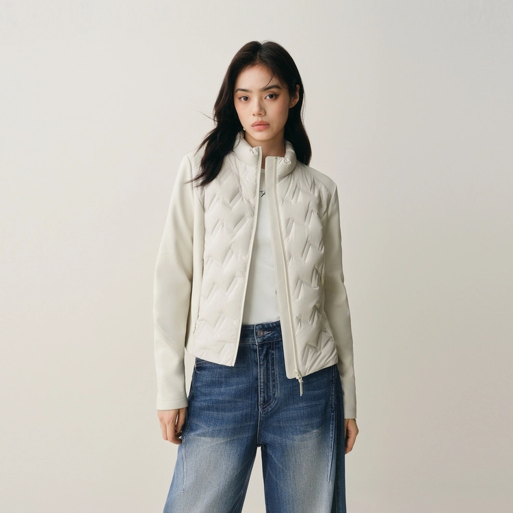 太平鸟 简约时尚轻薄修身白鸭绒排骨羽绒服 女款