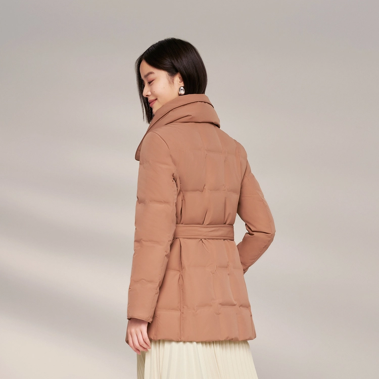 波司登 翻领加厚鹅绒中长款纯色羽绒服 女款
