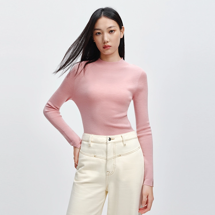 太平鸟 可机洗纯色打底质感简约针织衫 女款