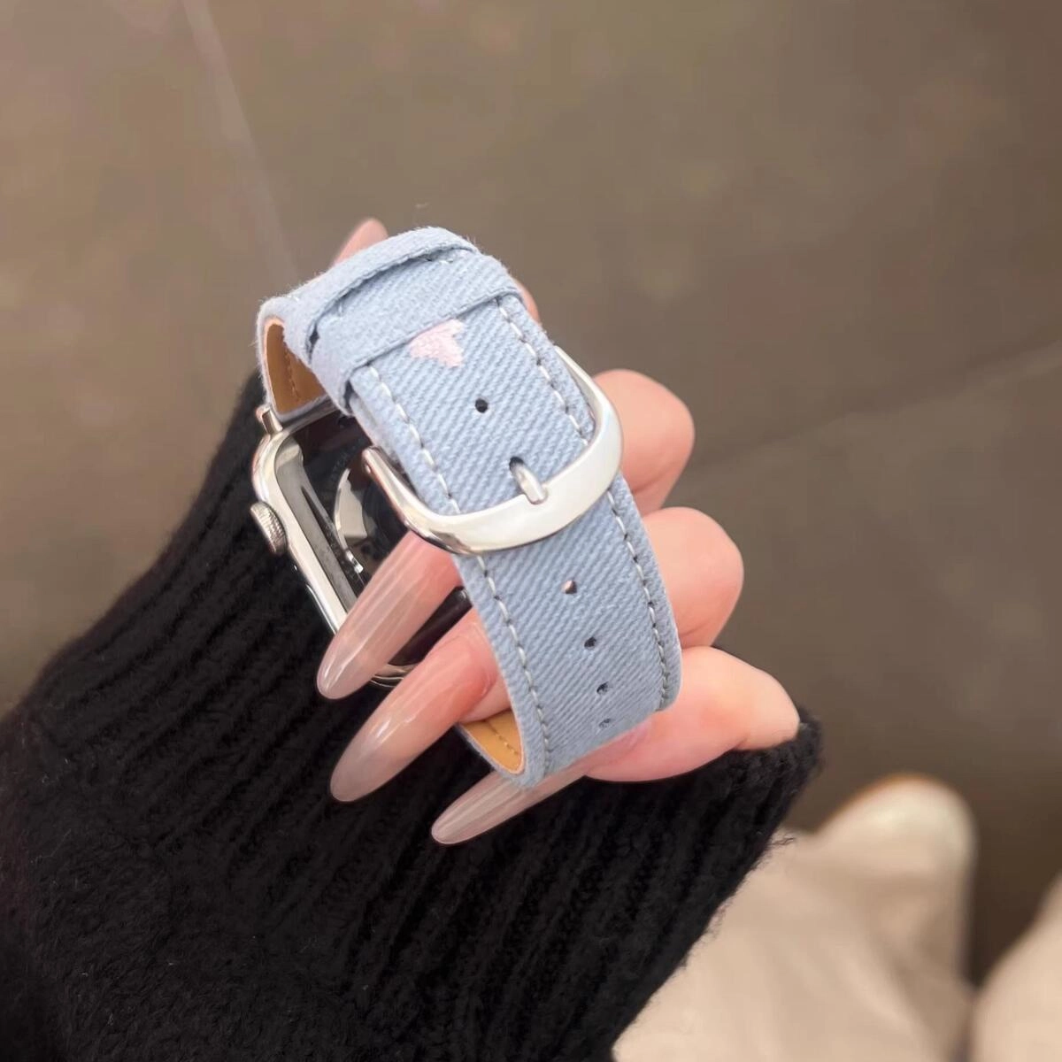 卫欣 苹果适用 手表表带 牛仔材质 小狗星星牛仔表带男女通用