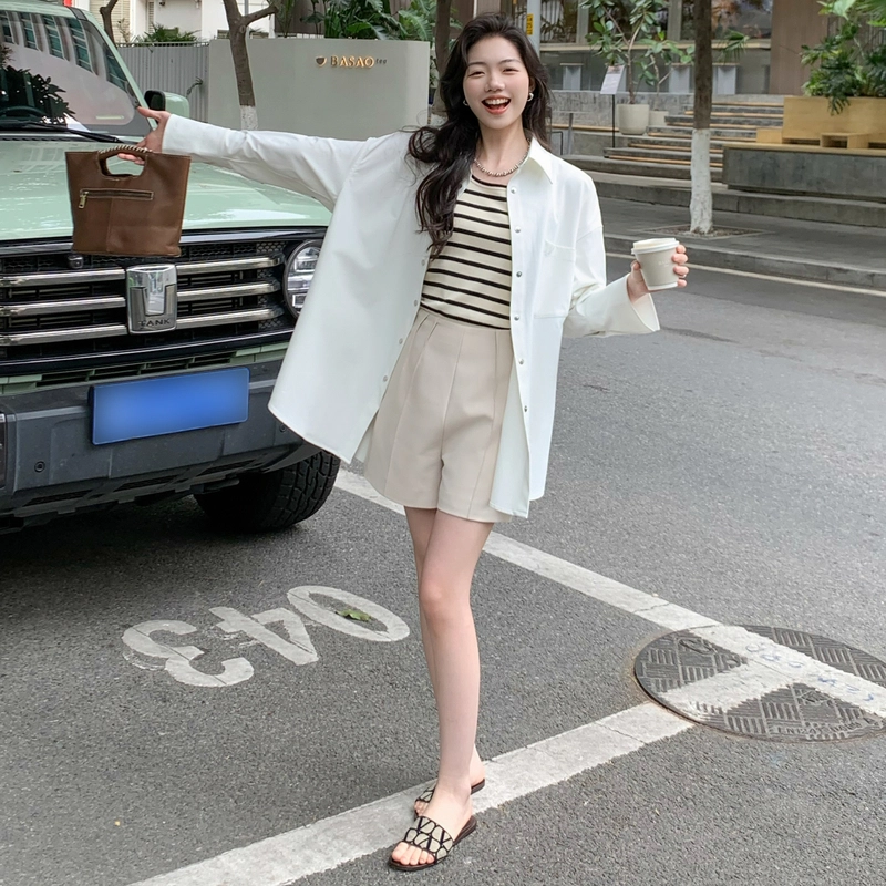 美洋 男朋友衬衣 定制舒柔特帅气休闲宽松廓形衬衫 女款 白色