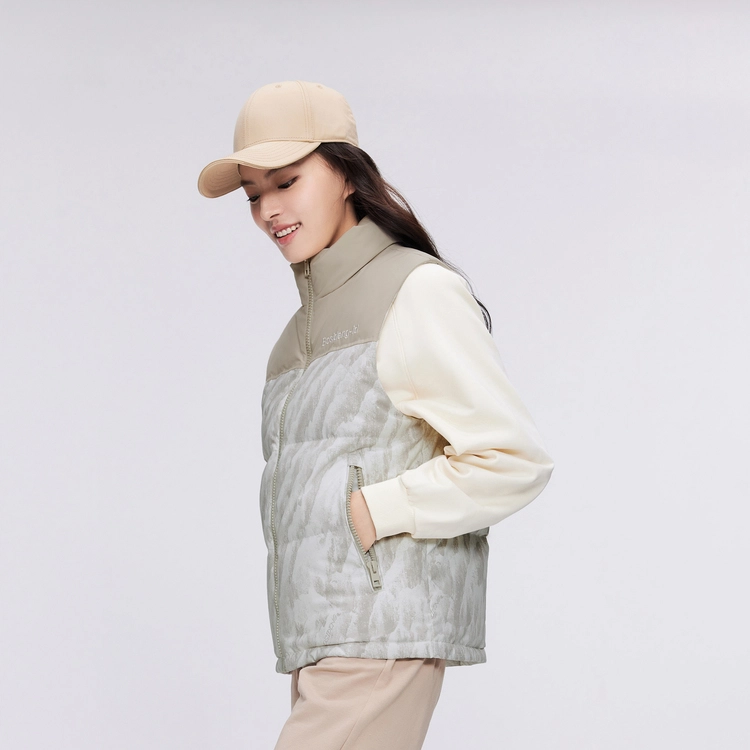 波司登 立领拼色短款合身保暖无袖羽绒服 男女同款