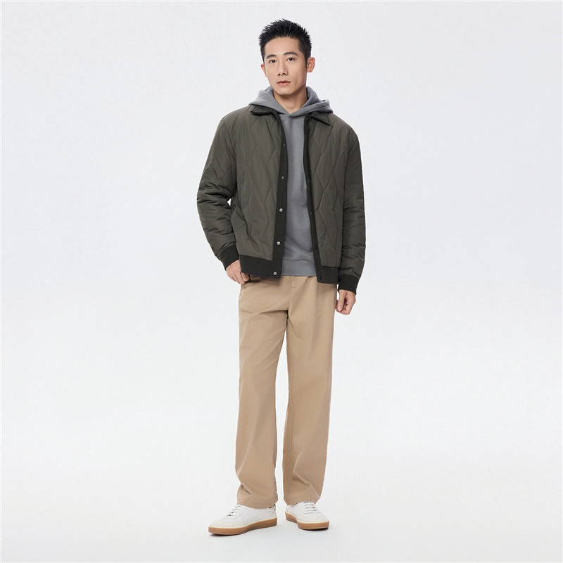佐丹奴 棉衣外套波浪纹撞色灯芯绒翻领夹克棉服 男款