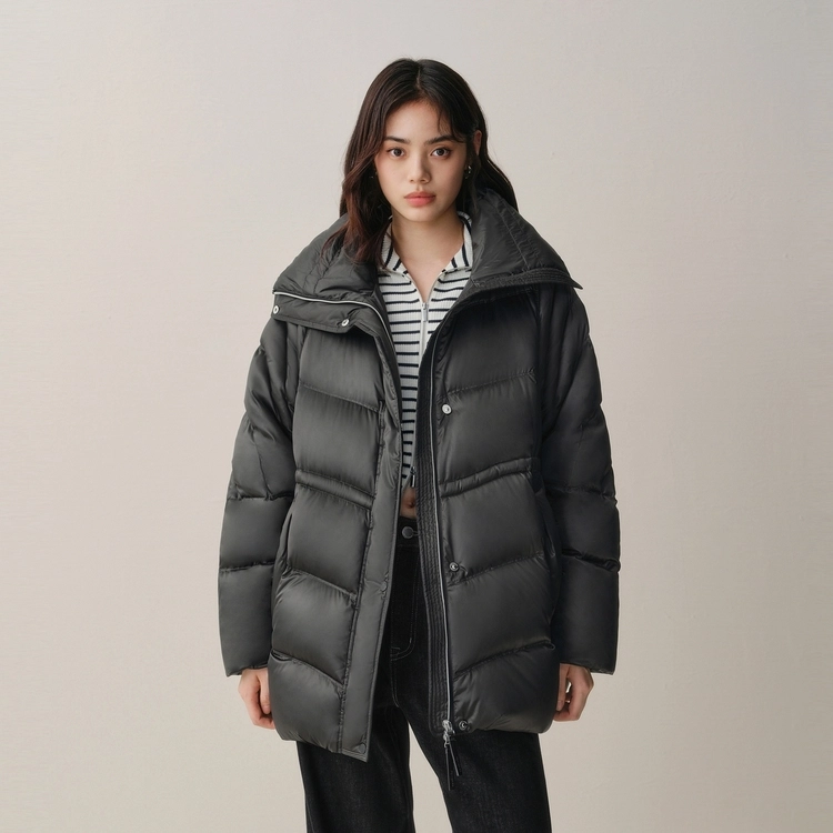 太平鸟 立领保暖时尚宽松简约外套质感羽绒服 女款