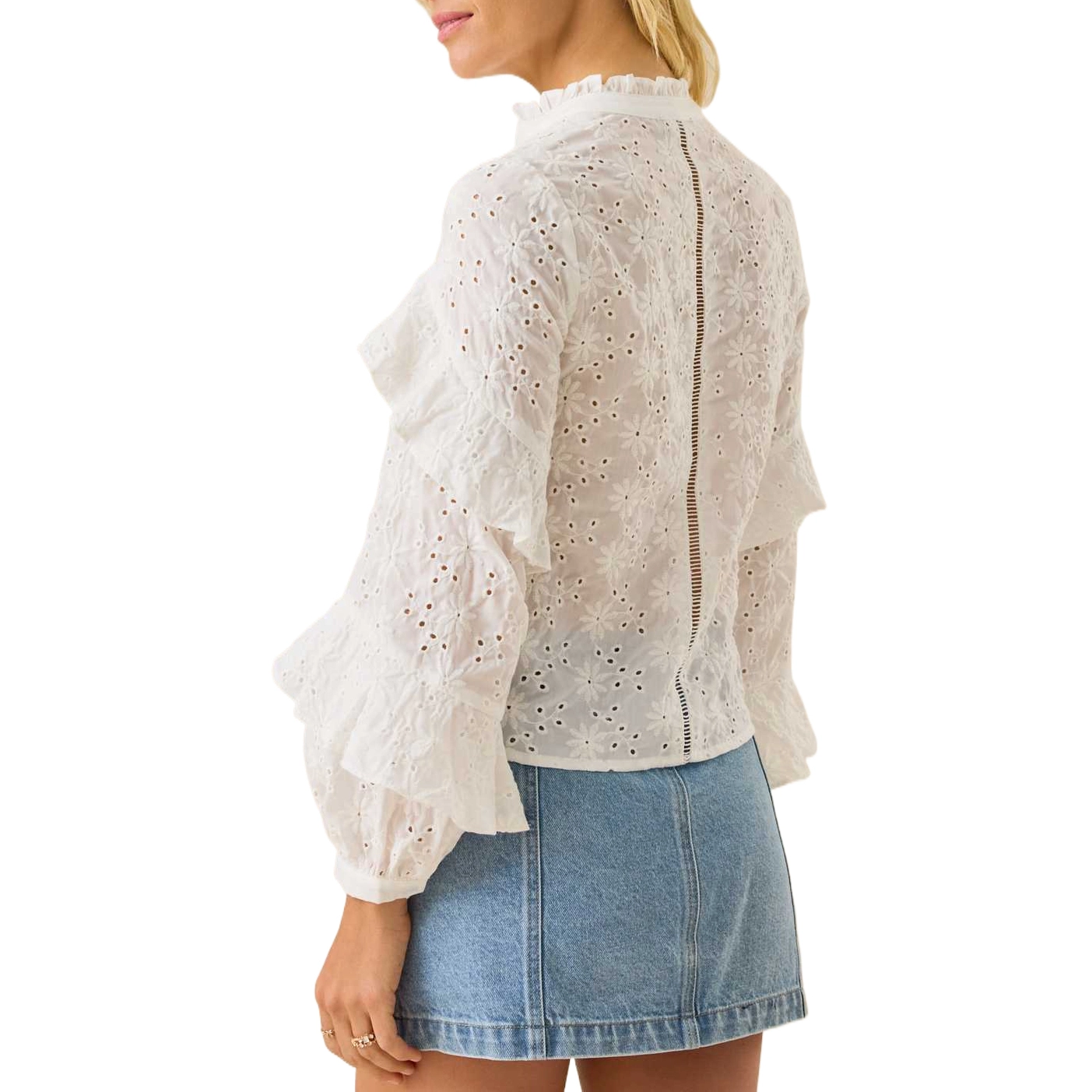 ALTAR'D STATE Serena Eyelet Button Up Top