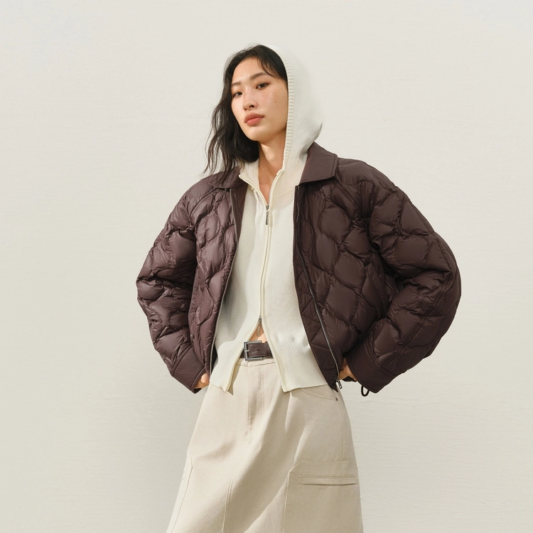 太平鸟 小葫芦简约轻薄宽松白鸭绒外套羽绒服 女款