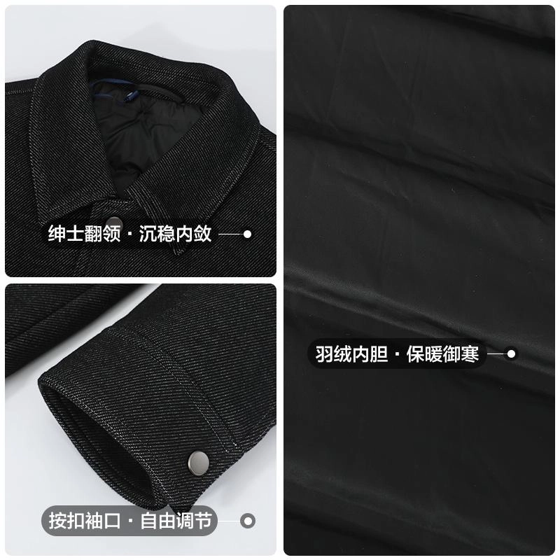 古鲨 牛仔式羊毛呢潮流轻暖翻领长袖夹克外套 男款