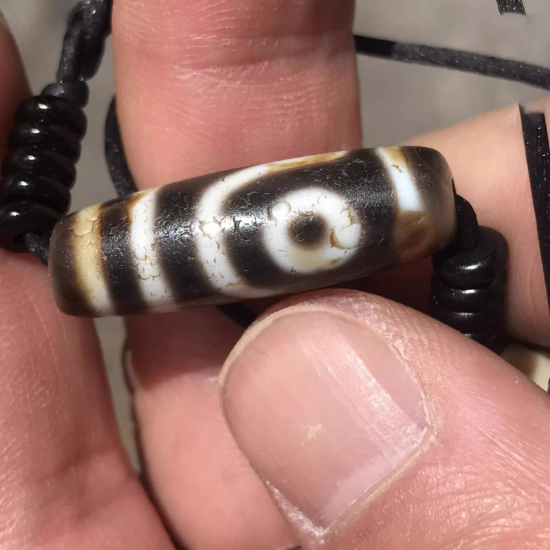 灵运宝 藏区老至天珠如意两眼满朱砂九眼页岩老矿老矿风化油润老料磨到位 玛瑙 吊坠 男女同款情侣款