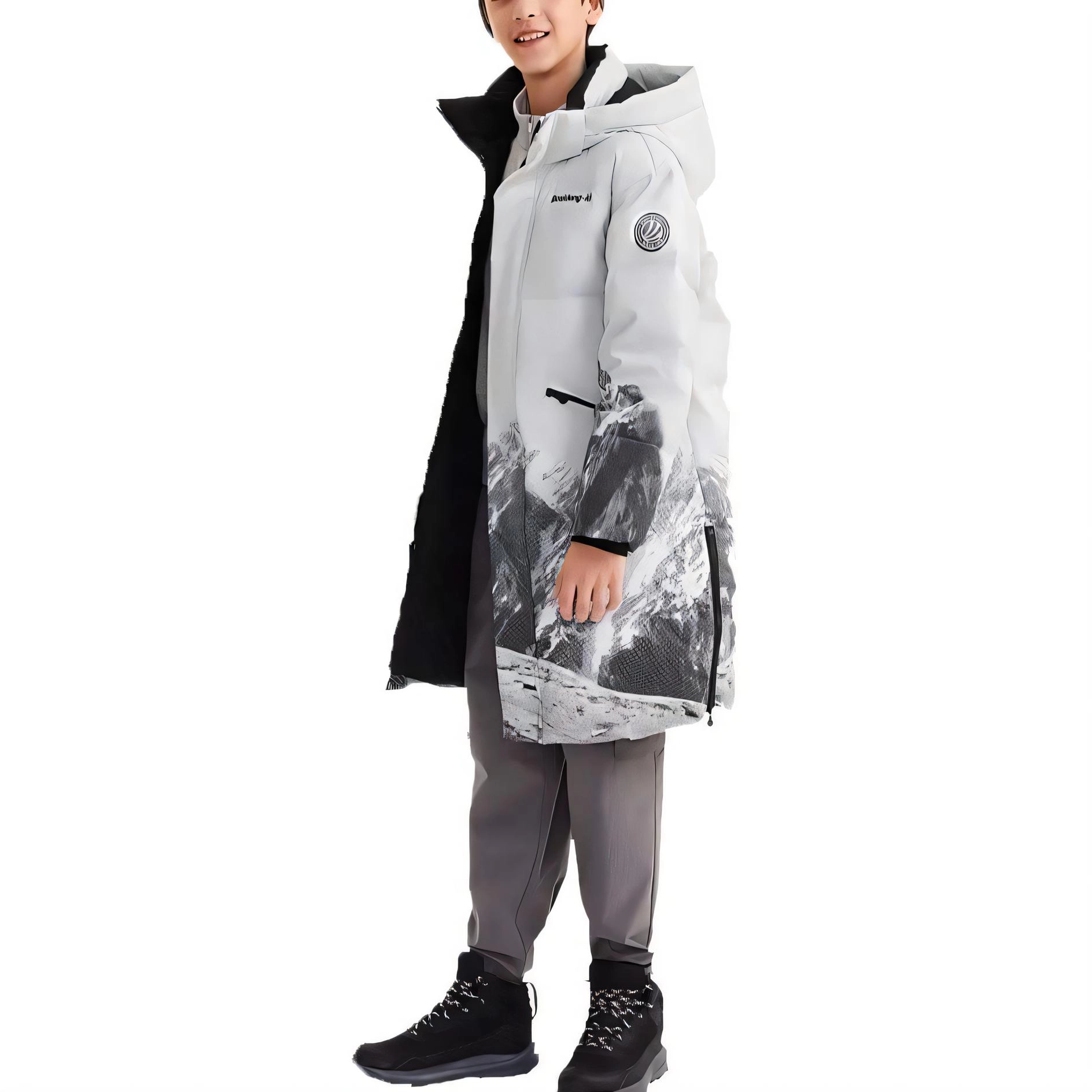 波司登羽绒服 时尚百搭流行潮流中长鸭绒 云雾雪山 儿童款