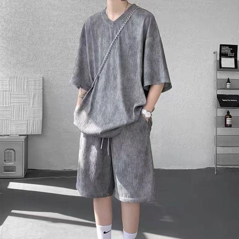 童先森 扎染夏季潮牌短袖时尚舒适简约短裤休闲运动套装 男款