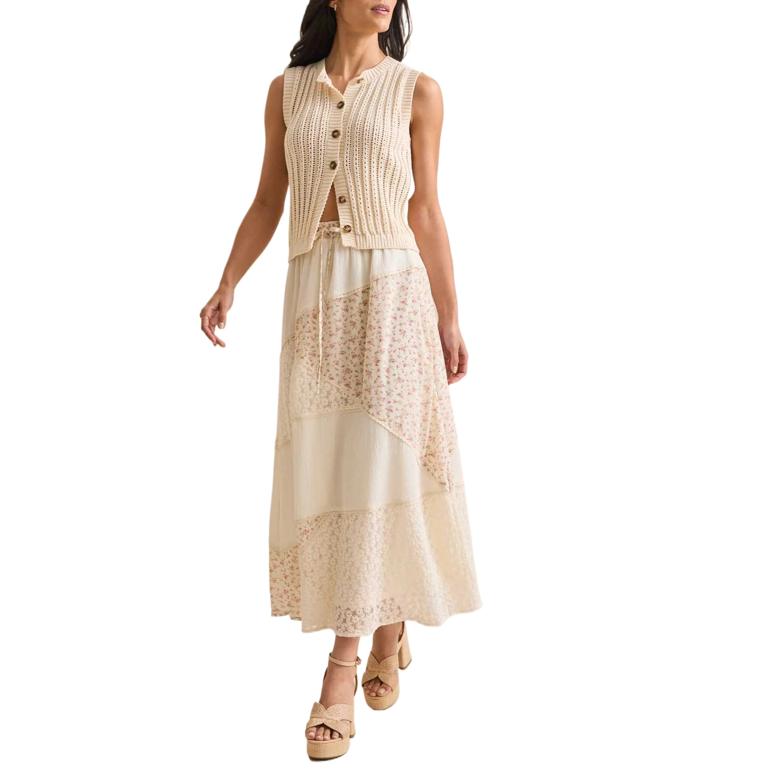 ALTAR'D STATE Aster Floral Midi Skirt
