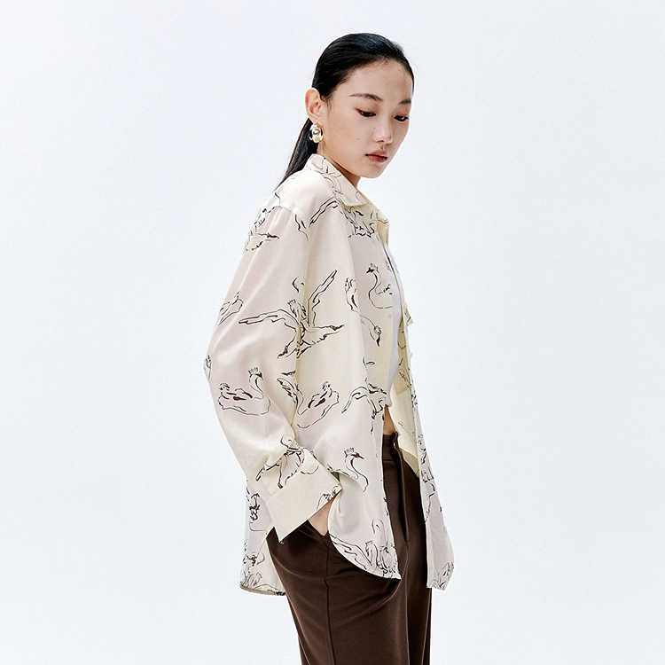太平鸟 宽松气质印花衬衫 女款