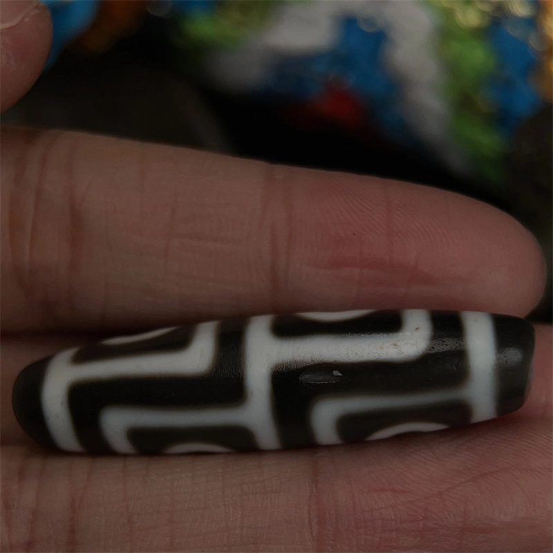 灵运宝 转运招财西藏藏区黑白分明地门四眼天珠老矿风化油润包浆老料器磨损到位一物一图#好运 玛瑙 吊坠 男女同款情侣款