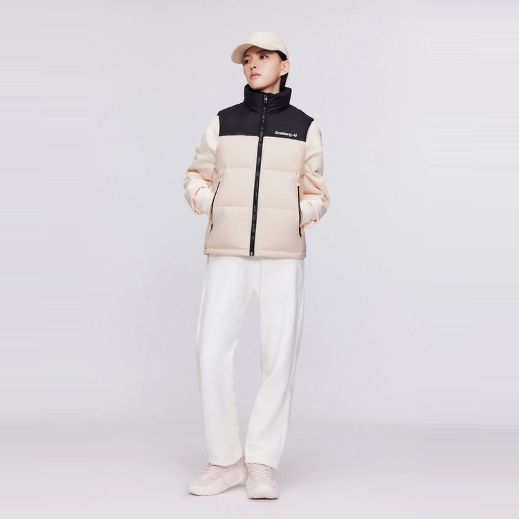 波司登 立领拼色短款合身保暖无袖羽绒服 男女同款