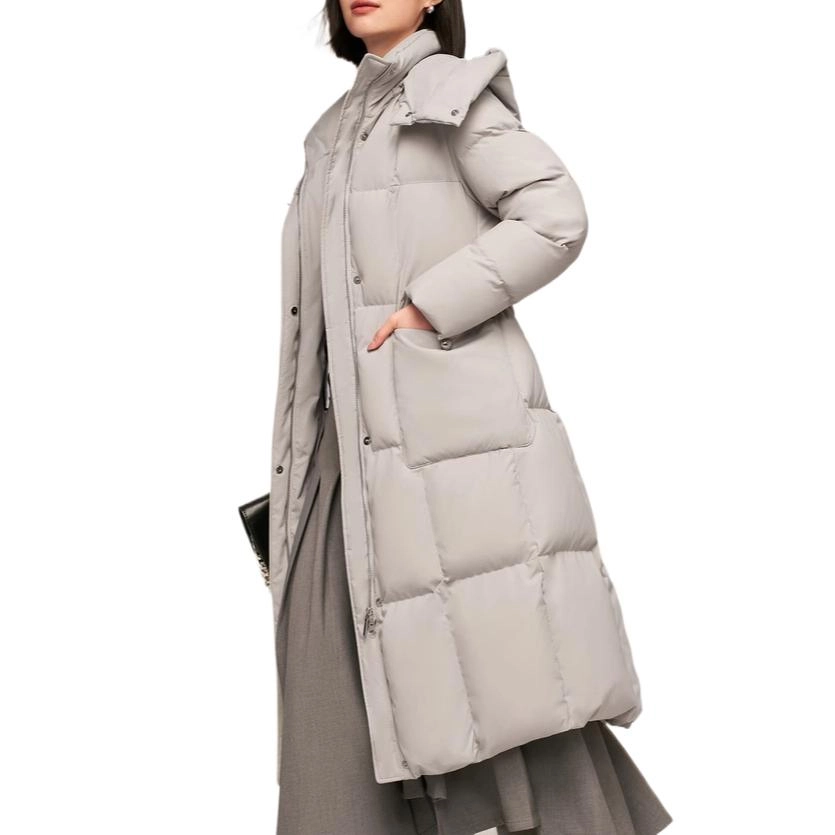 波司登 连帽长款舒适纯色连帽休闲长袖羽绒服 女款