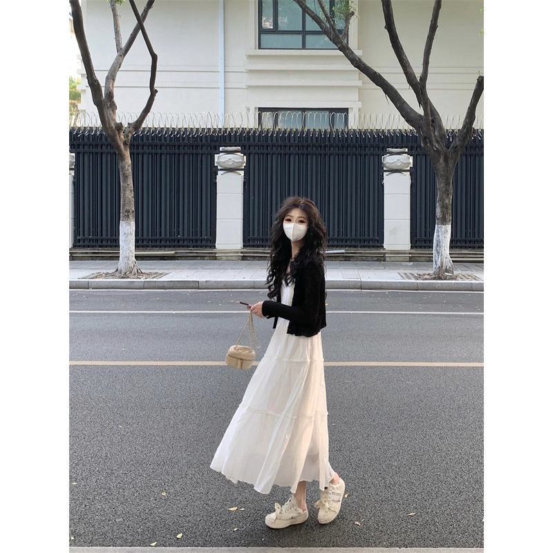 纤丝鸟 法式温柔搭配一整套小个子韩系茶系穿搭淑女气质裙装套装 女款