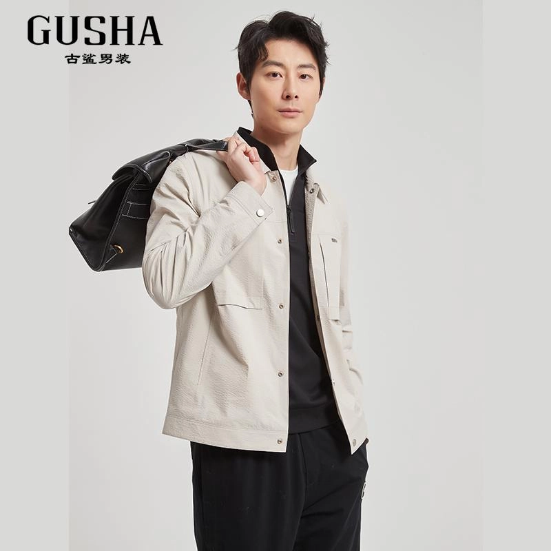 古鲨 松弛商务休闲简约翻领夹克外套 男款