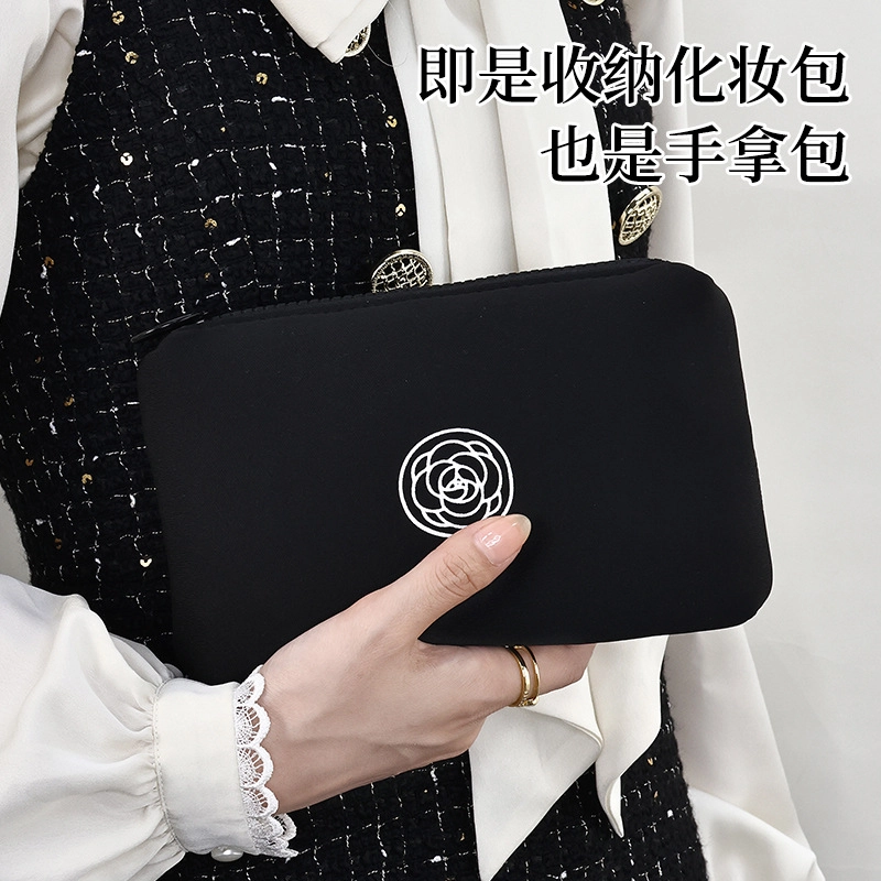 吉圣瑞 山茶花高级感便携小号口红手机手表钥匙手拿化妆包旅行收纳袋