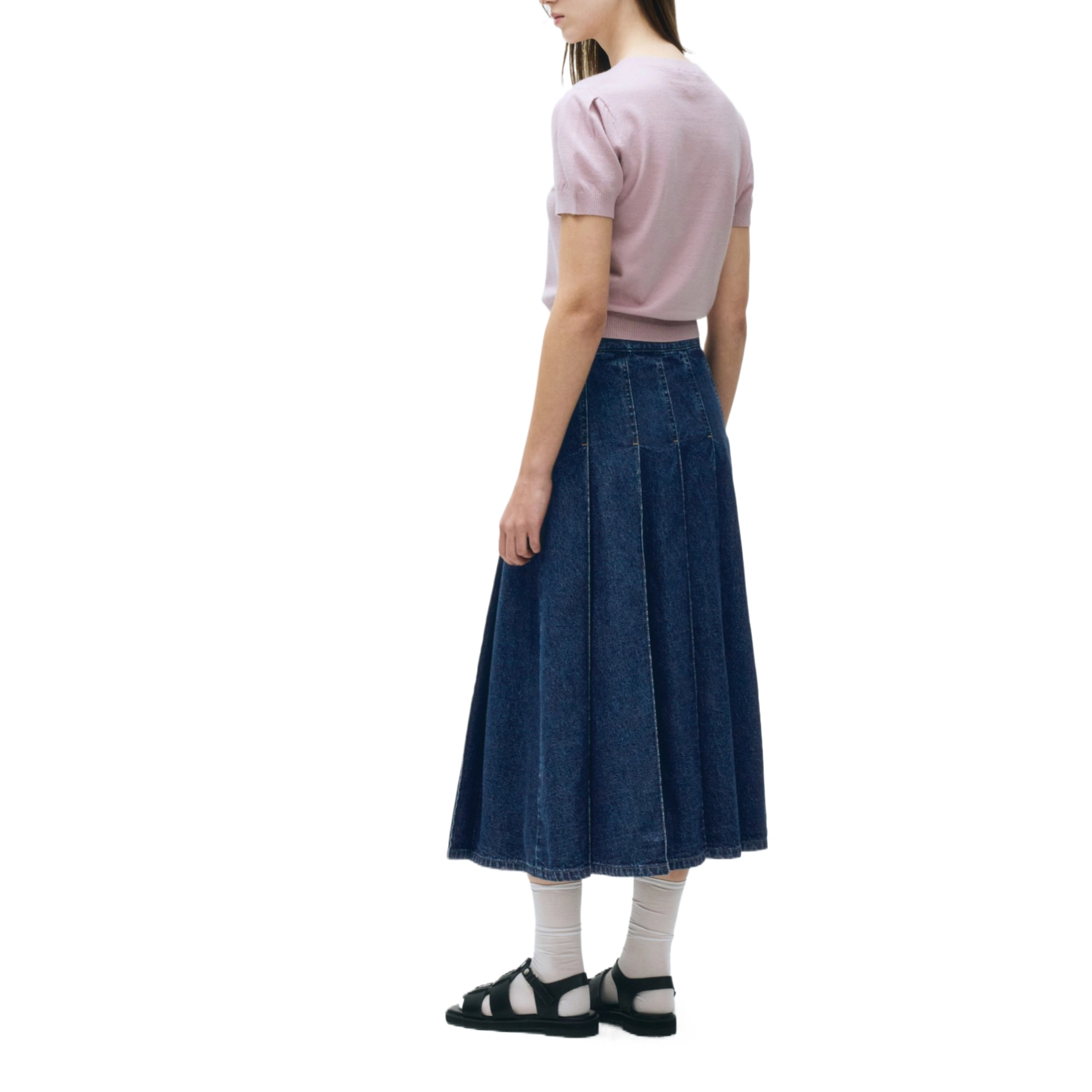 MARITHE FRANCOIS GIRBAUD W DENIM PLEATS SKIRT