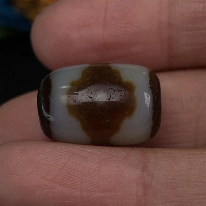 灵运宝 转运招财藏区坦诚三眼天珠老气牙黄老矿风化油润包浆老料器磨损到位 一物一图#好运 玛瑙 吊坠 男女同款情侣款