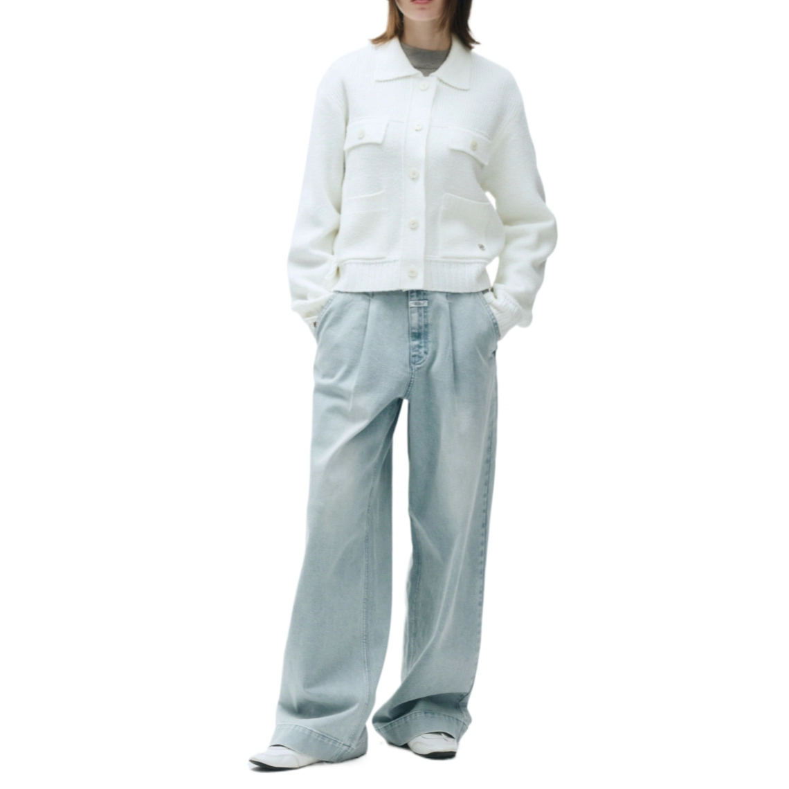 MARITHE FRANCOIS GIRBAUD W BUTTON COLLAR CARDIGAN