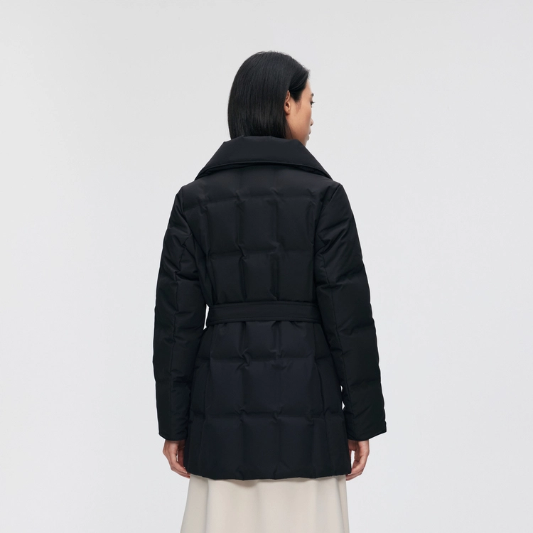 波司登 翻领加厚鹅绒中长款纯色羽绒服 女款