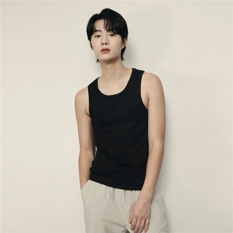 佐丹奴 韩国系列纯色圆领修身罗纹针织背心 男款