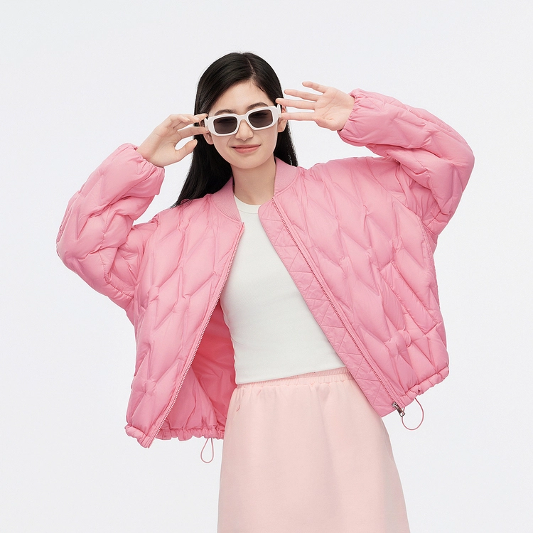 波司登 时尚多巴胺色彩棒球领纯色菱格修身羽绒服 女款