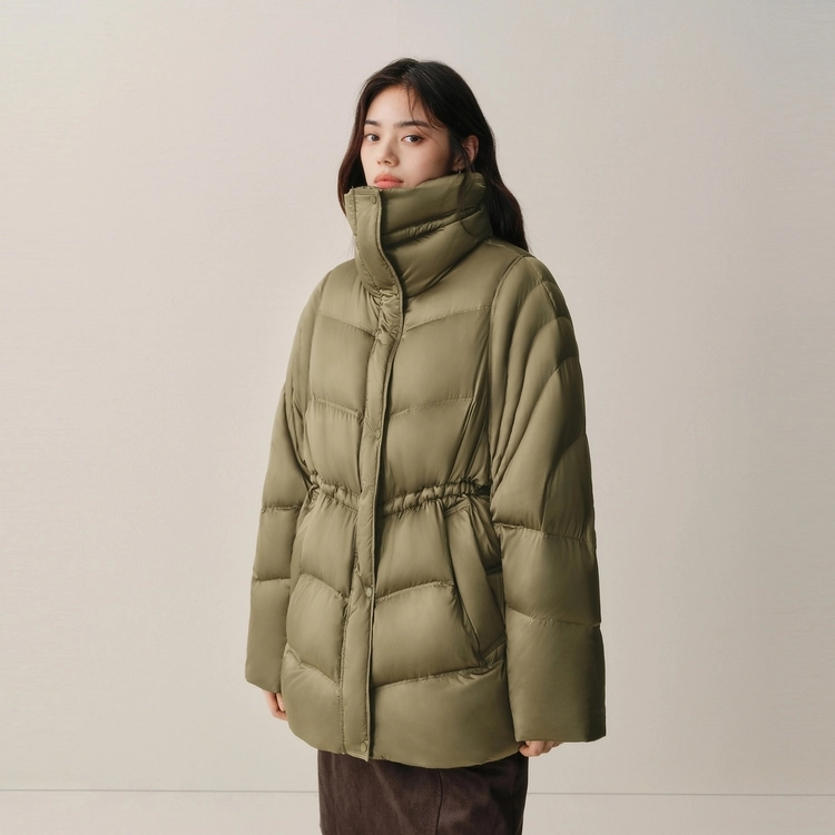 太平鸟 立领保暖时尚宽松简约外套质感羽绒服 女款