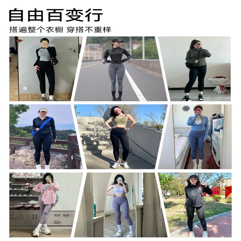 美力城 春夏瑜伽裤健身双侧口袋骑行运动户外鲨鱼芭比打底提臀短裤长裤 女款
