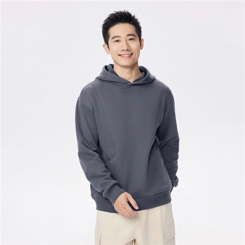 佐丹奴 加绒破骨口袋连帽针织套头卫衣 男款