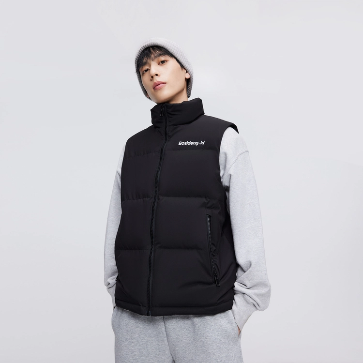 波司登 立领拼色短款合身保暖无袖羽绒服 男女同款