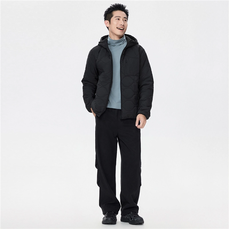 佐丹奴 葫芦绗缝连帽多口袋梭织棉衣外套棉服 男款