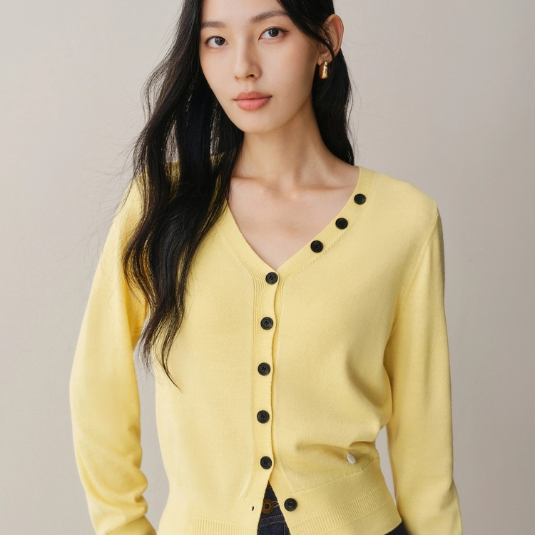 太平鸟 羊毛混纺水手领开衫时尚简约休闲针织衫 女款