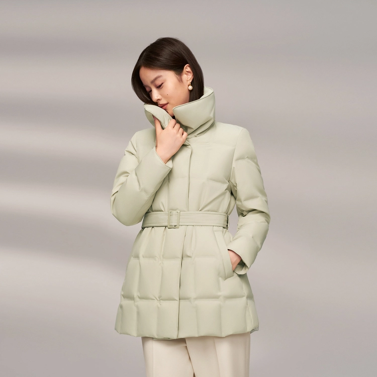 波司登 翻领加厚鹅绒中长款纯色羽绒服 女款
