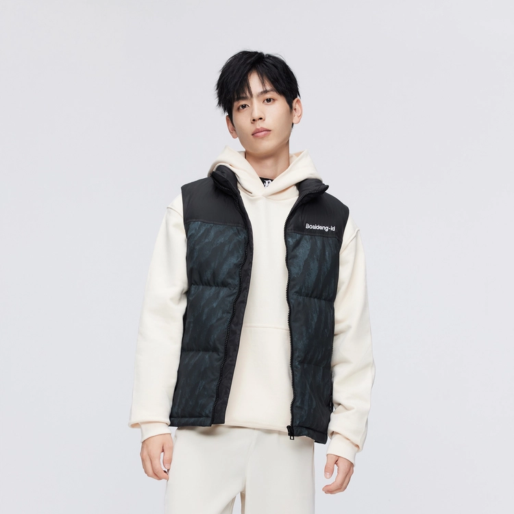 波司登 立领拼色短款合身保暖无袖羽绒服 男女同款