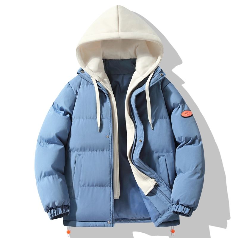 马员外 纯色连帽拉链舒适百搭棉服 男女同款