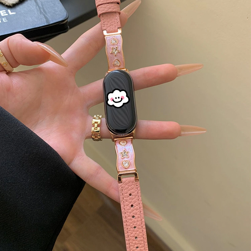 酷巴索 表带 小米适用 金属 皮质材质 时尚潮流金属皮质表带男女通用