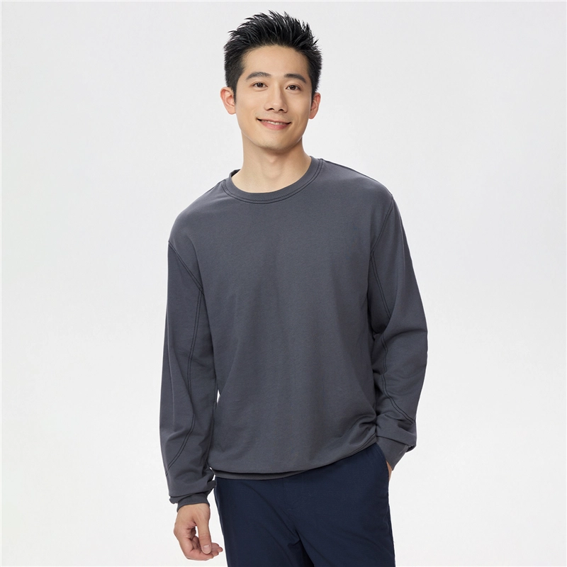 佐丹奴 纯棉明线圆领针织套头长袖卫衣 男款