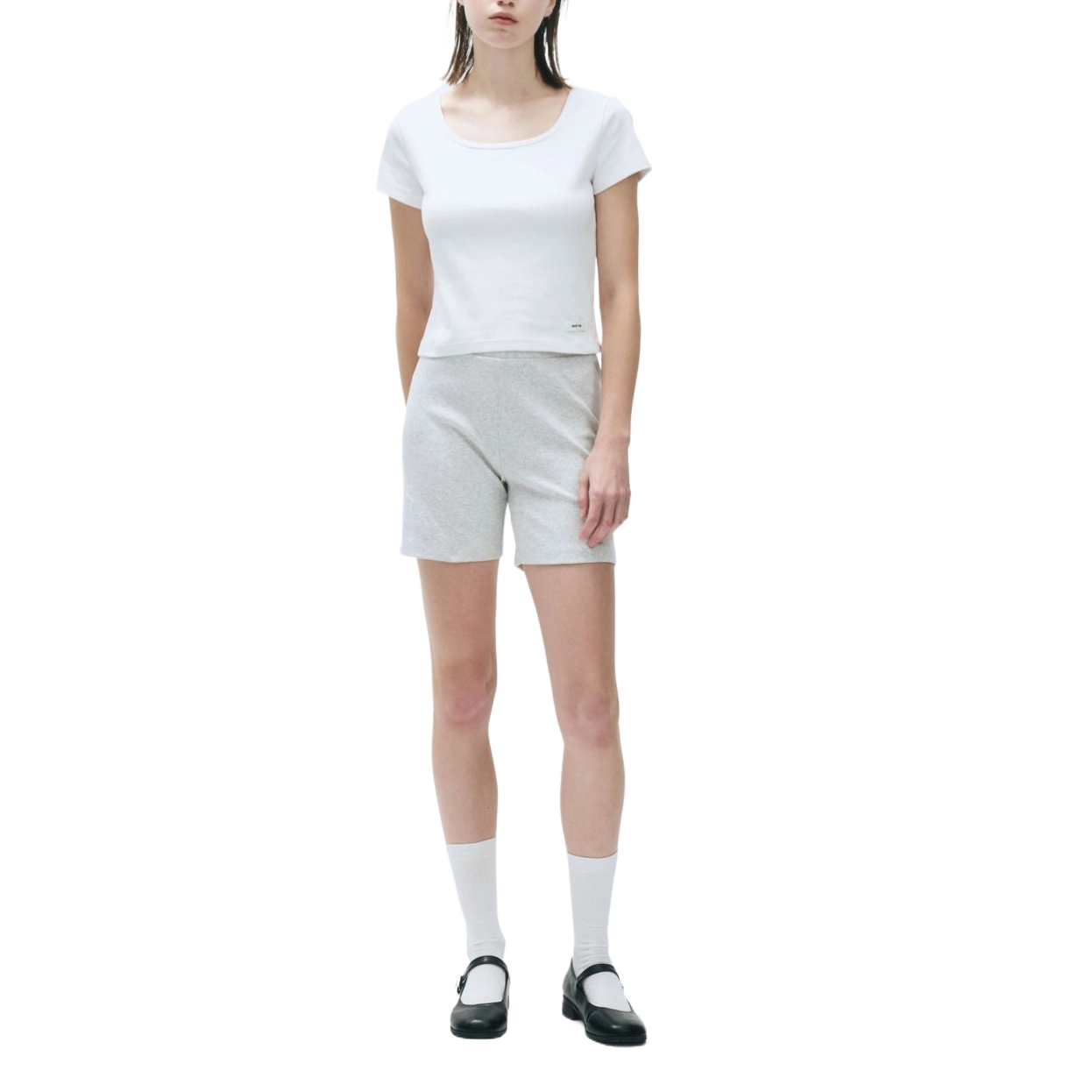 MARITHE FRANCOIS GIRBAUD W BASIC SLIM SHORTS light heather